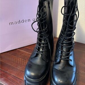 Madden Girl Black Combat Boots